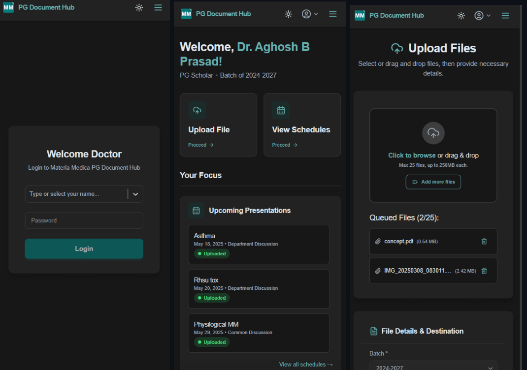 Document Management application for Postgraduate Scholars screenshot